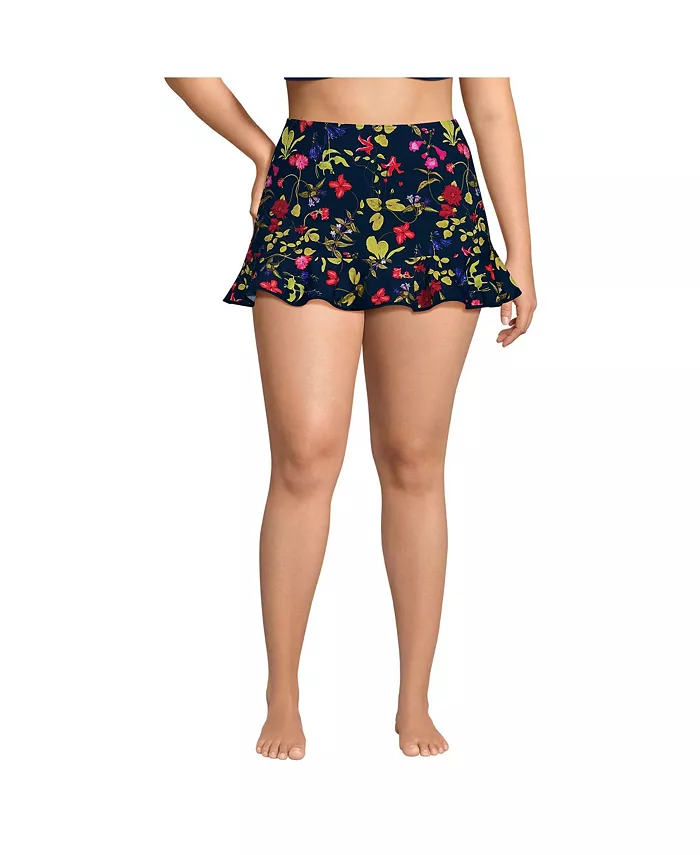 

Пляжная юбка-мини с рюшами больших размеров Lands' End, синий