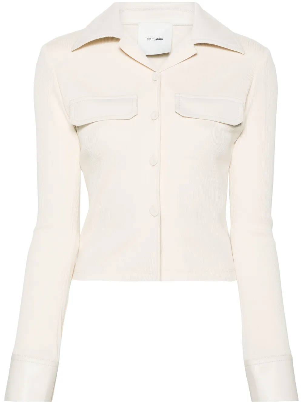 

Футболка из органического хлопка на пуговицах Nanushka, бежевый