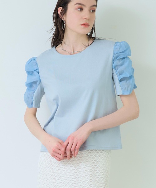 

Футболка с прозрачными присборенными рукавами Settimissimo