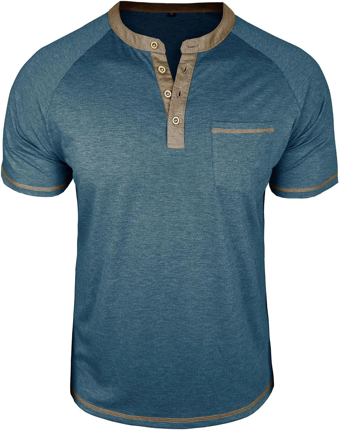 

Мужская футболка Henley с коротким рукавом и карманом