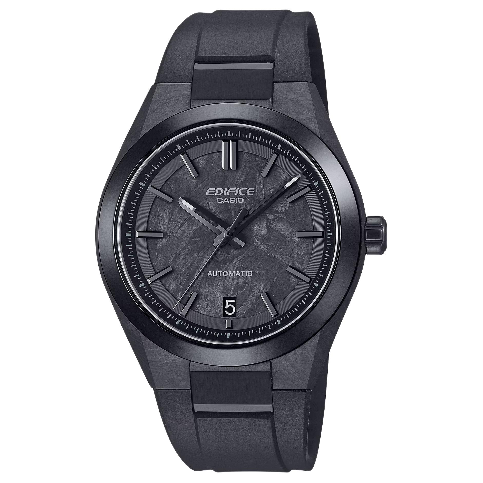 

CASIO Часы EFK 100 Collection с автоподзаводом и ручным механическим механизмом, ремешок из смолы, унисекс, черный циферблат