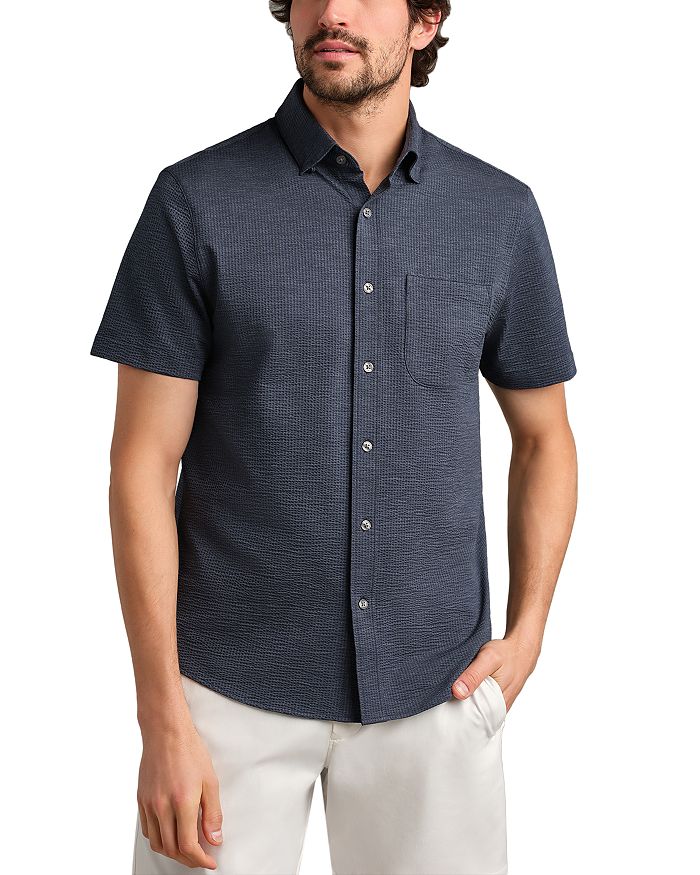 

Комфортная рубашка с коротким рукавом Regular Fit из ткани в полоску Commuter Seersucker Rhone, синий