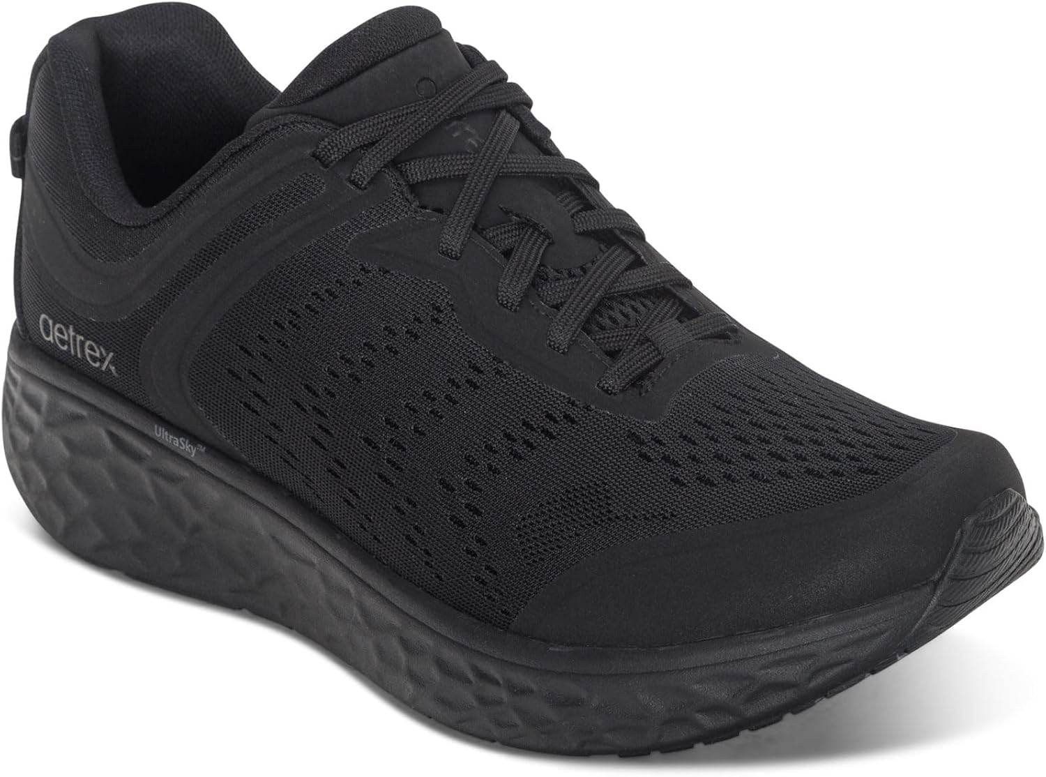 

Мужские ортопедические кроссовки Aetrex Chase с поддержкой свода стопы - облегчение при подошвенном фасците, комфортная сетка, регулируемые шнурки, черный