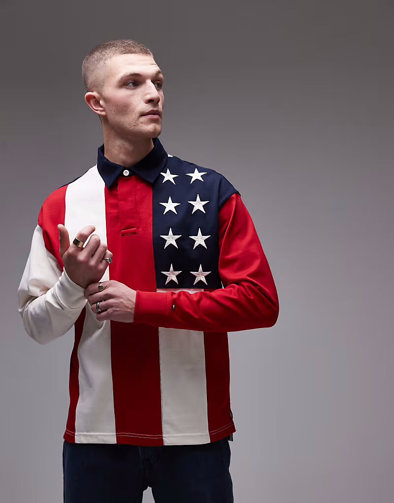 

Рубашка регби Tommy Hilfiger Americana Flag красного цвета