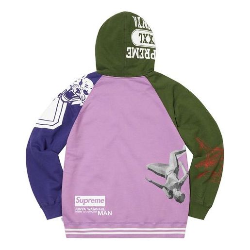 Толстовка x junya watanabe comme des garons man zip up hooded sweatshirt 'pink green navy' Supreme, розовый — фото 2