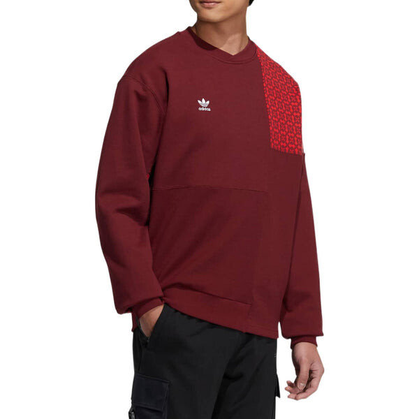 Толстовка adidas originals CNY Limited Pattern Printing Sports Round Neck Pullover Brown Red, красный — фото 4