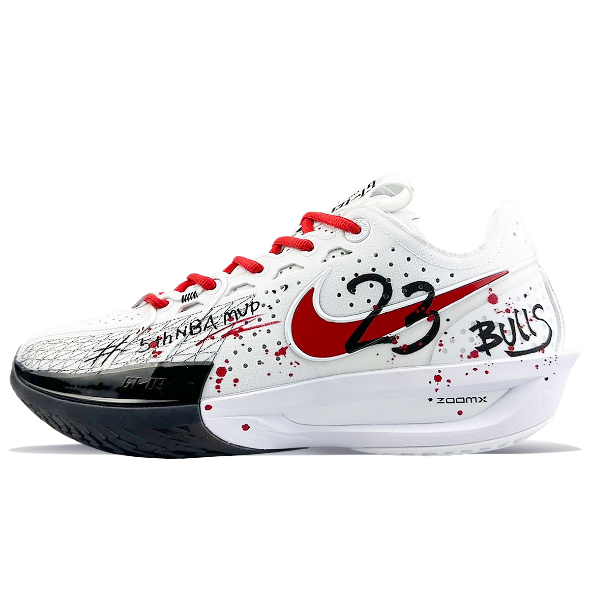 Nike Air Zoom G.T. Cut 3 Прочная Дышащая Влагоотводящая Низкая Баскетбольная Обувь Унисекс Черный Белый Красный — фото 2