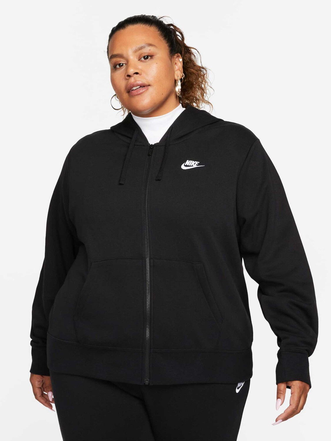 

Толстовка Nike W NSW CLUB FLC FZ HDY STD PLUS, черный