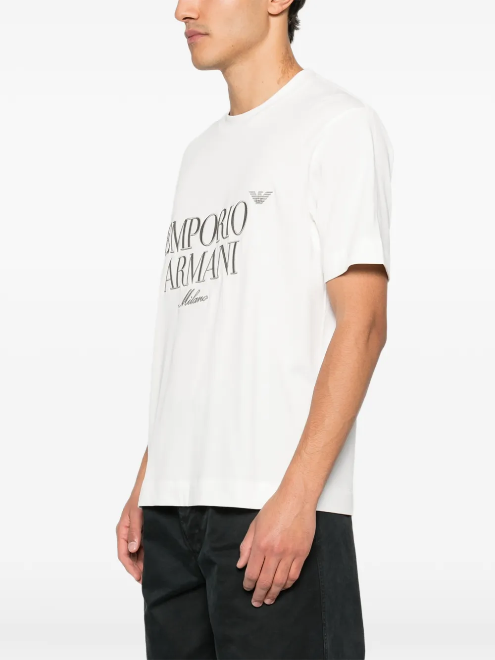 Футболка с вышитым логотипом Emporio Armani, белый — фото 3