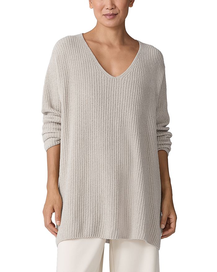 

Высокий/Низкий свитер Eileen Fisher, коричневый/бежевый