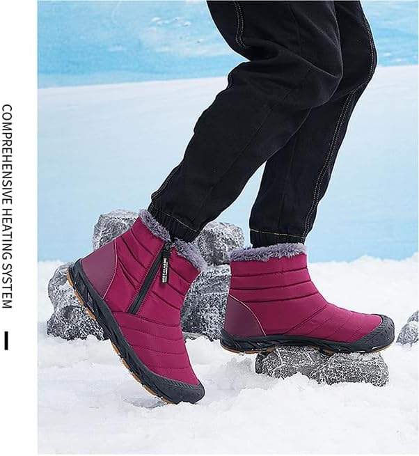Потрясающие зимние ботинки Stunner Snow Boots, теплые ботильоны на меховой подкладке, водонепроницаемые, удобные, для прогулок на свежем воздухе, зимняя обувь без шнурков Soft Time Toy, красный — фото 4