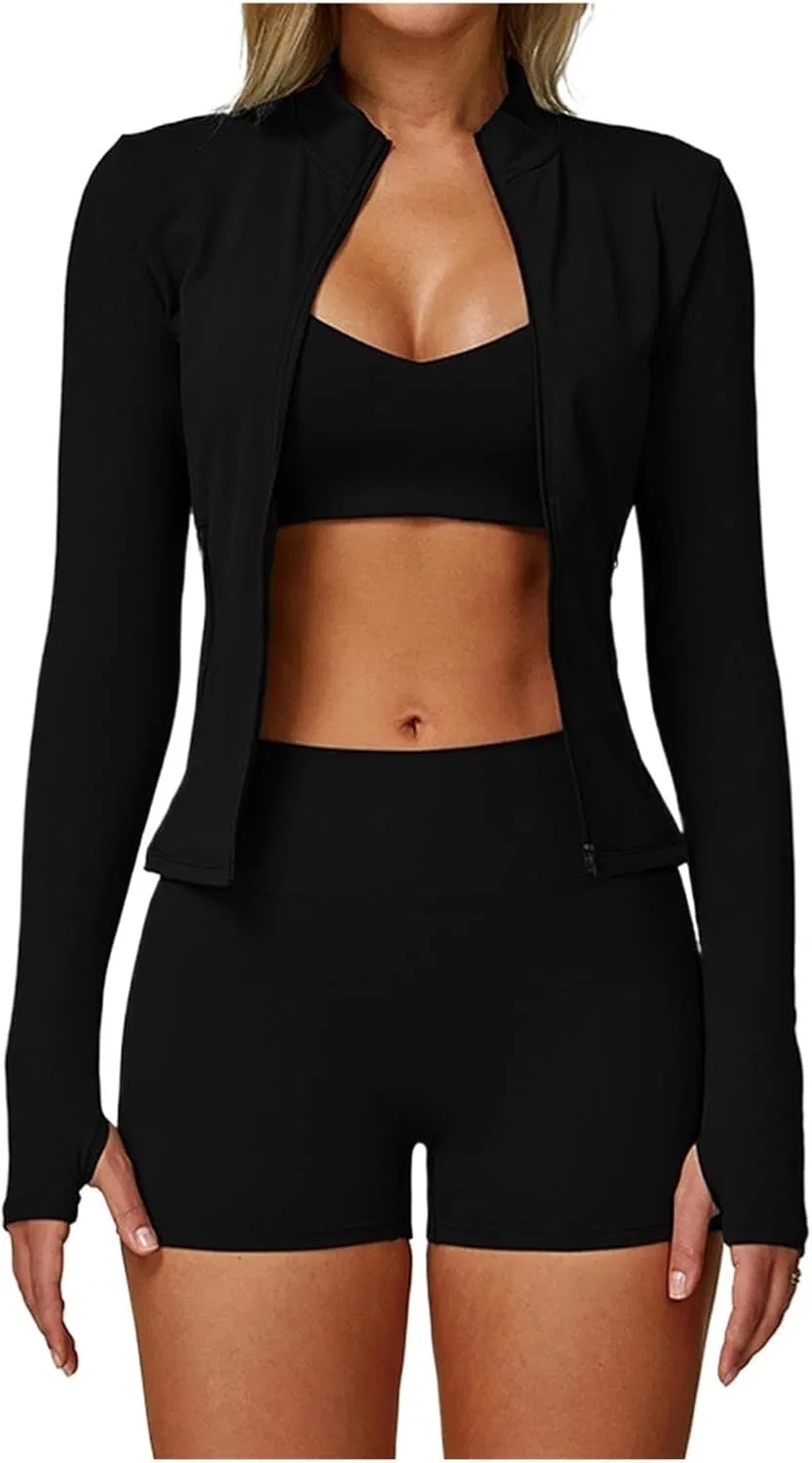 Спортивный костюм для йоги BPVZKYQLM из 3 предметов, Black 2
