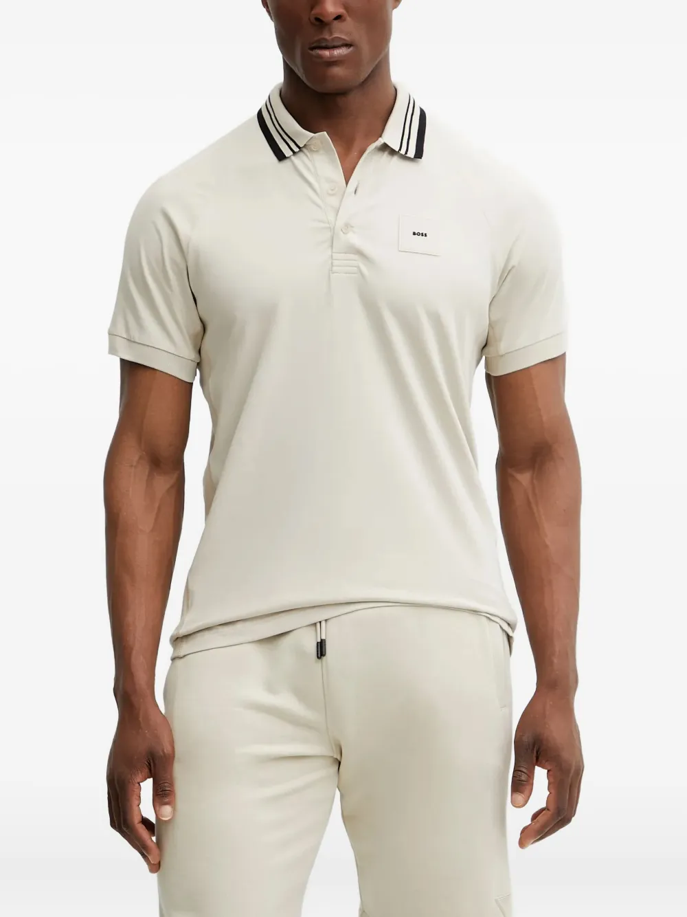 

Рубашка поло с полосками на воротнике BOSS, нейтральный