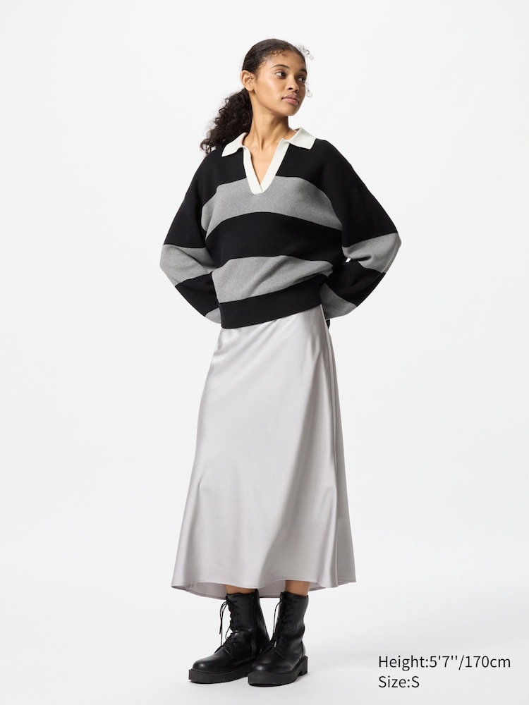 

Юбка атласная Uniqlo, цвет 02 серый