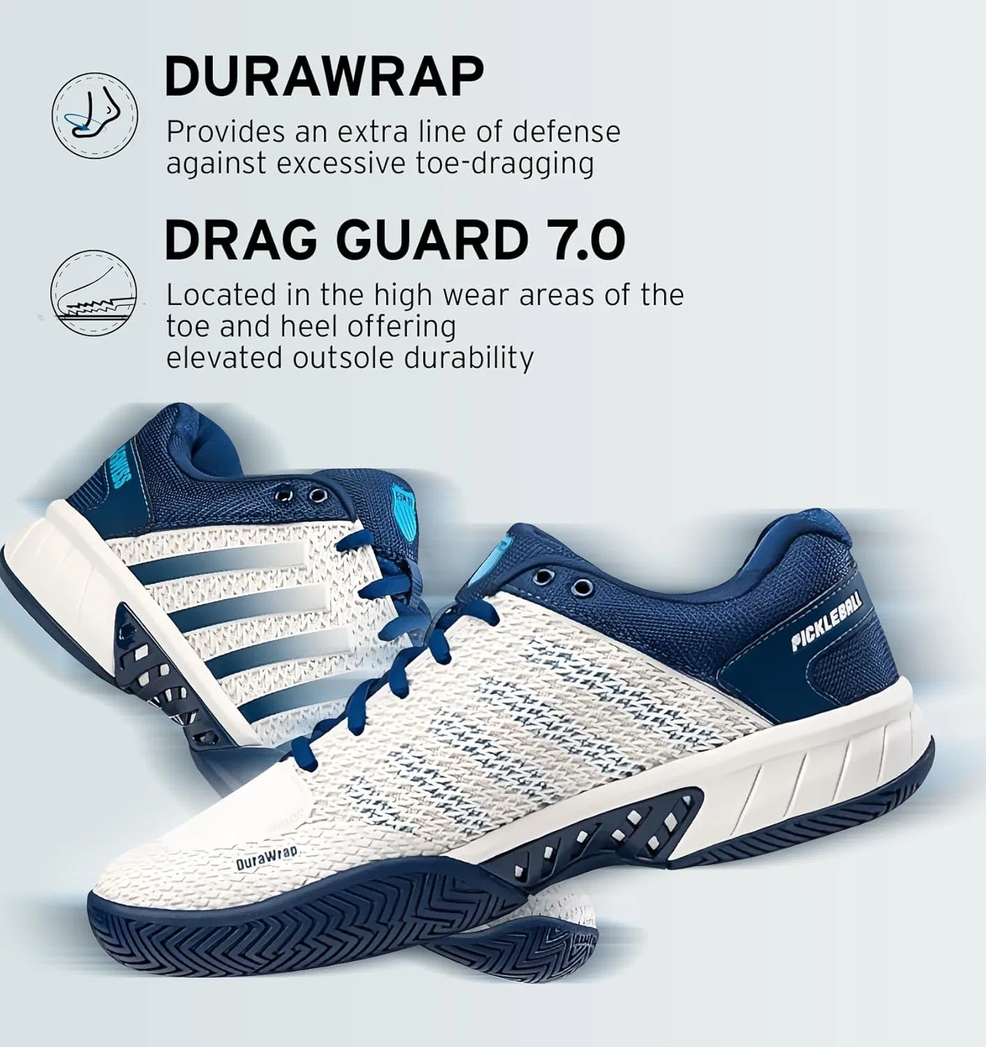 Мужские теннисные кроссовки K-Swiss Express Light для пиклбола, Blue Opal Blanc De Blanc Cyan Blue — фото 2