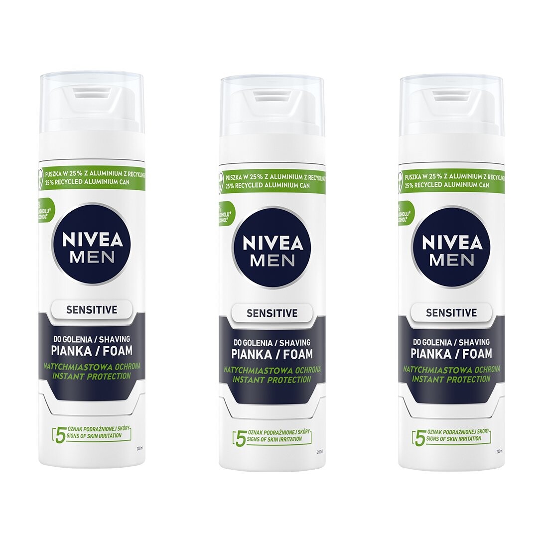 

Nive Men, Sensitive, Пена для бритья, 3x200 мл Nivea Men