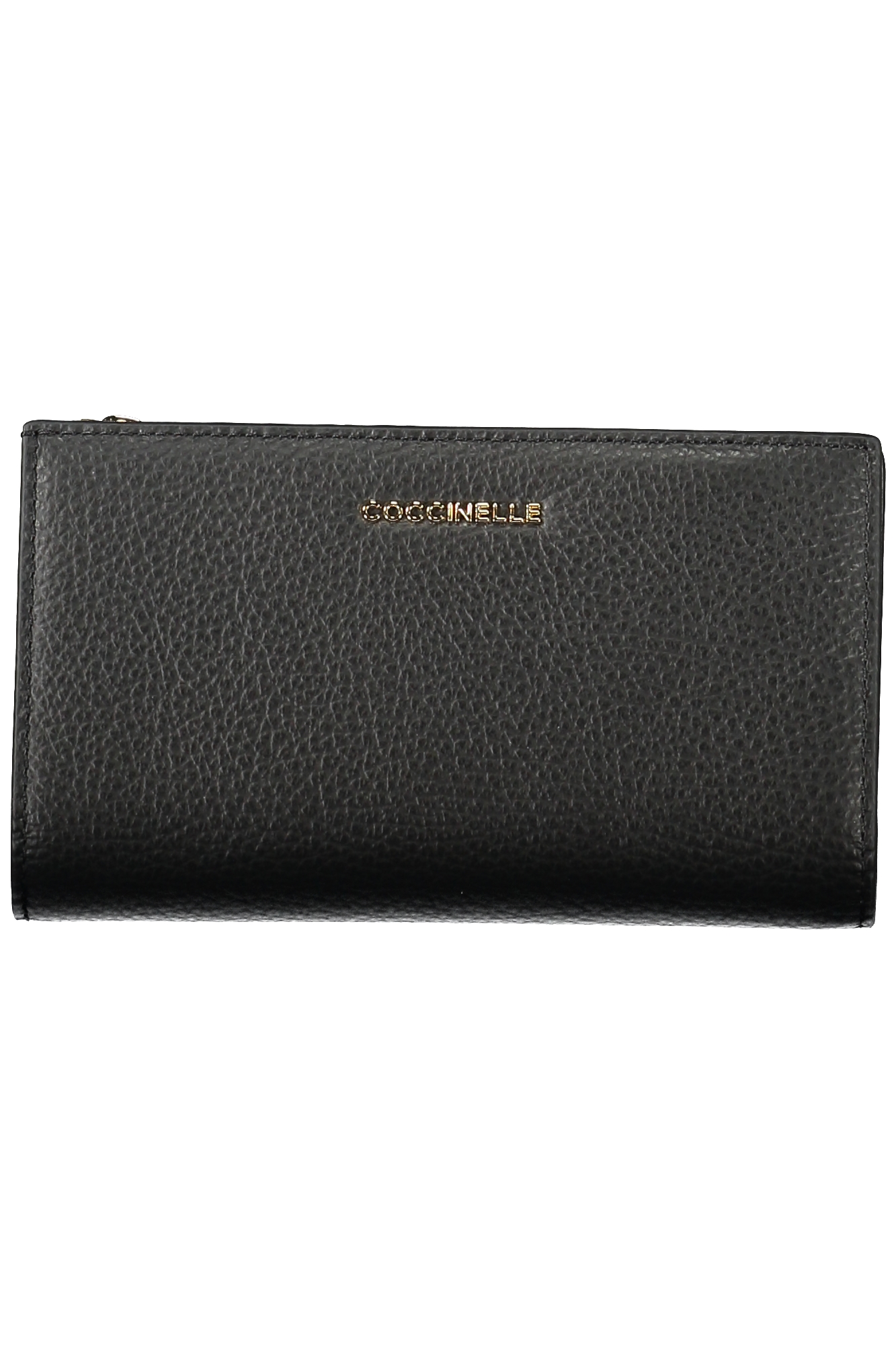 

Женский кошелек Coccinelle кожаный с 2 отделениями и логотипом бренда, черный