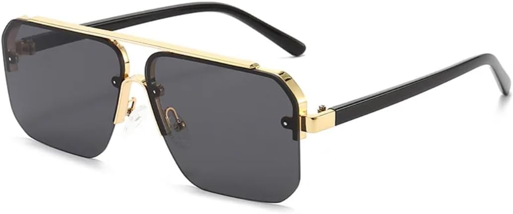 

Солнцезащитные очки с защитой UV400 | Без оправы, в стиле панк, с разноцветными линзами | Для женщин и мужчин, для занятий спортом на открытом воздухе и вождения DSVIGF, Gold-black