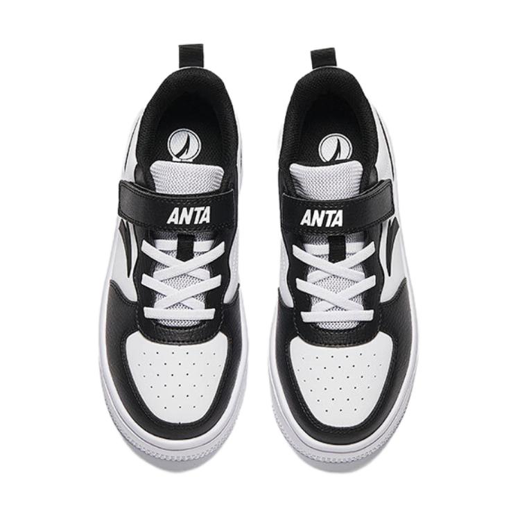 Антискользящие износостойкие низкие детские скейтерские кроссовки Anta White/Black Antakids — фото 2