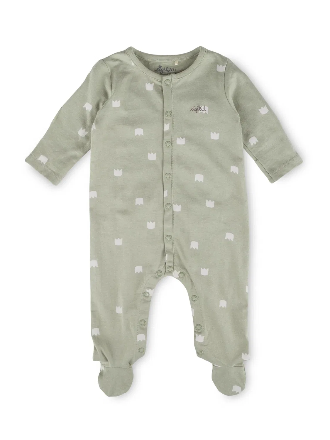 Комбинезон Sigikid Комбинезон mit Füßchen und Klappbündchen an den Ärmeln Classic Baby зеленого цвета