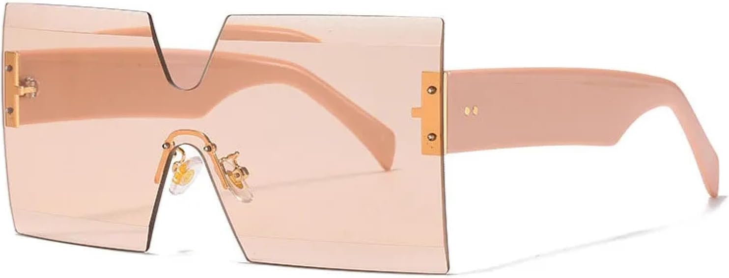 

Цельные безободковые солнцезащитные очки большого размера для женщин и мужчин, роскошные винтажные солнцезащитные очки, популярные очки с заклепками, защита от УФ-излучения UV400 TYUVIVO, Champagne