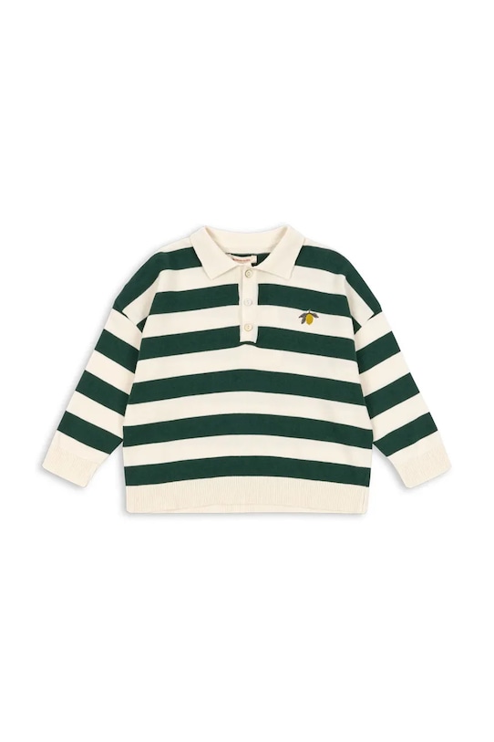 

Детская хлопковая трикотажная кофта-поло с длинными рукавами MANIS KNIT Konges Sløjd, зеленый