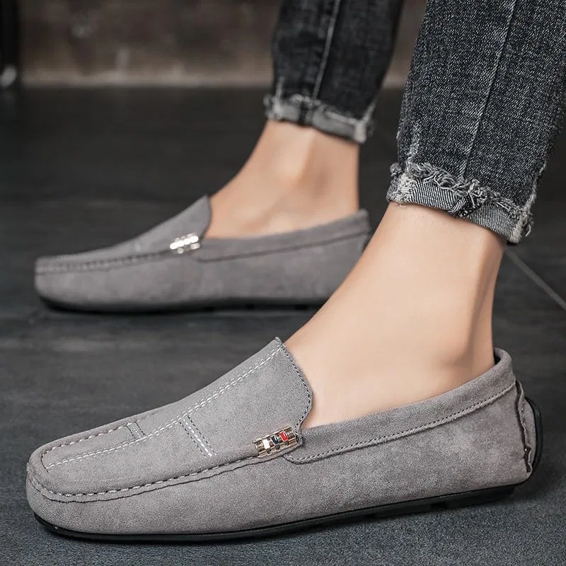 Мокасины замшевые Mens Loafers, серый SayfuR — фото 4