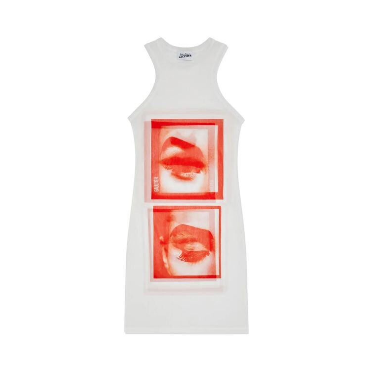 

Топ Jean Paul Gaultier Eyes And Lips Mesh Tank Top Short Dress White/Red/Light Orange, белый