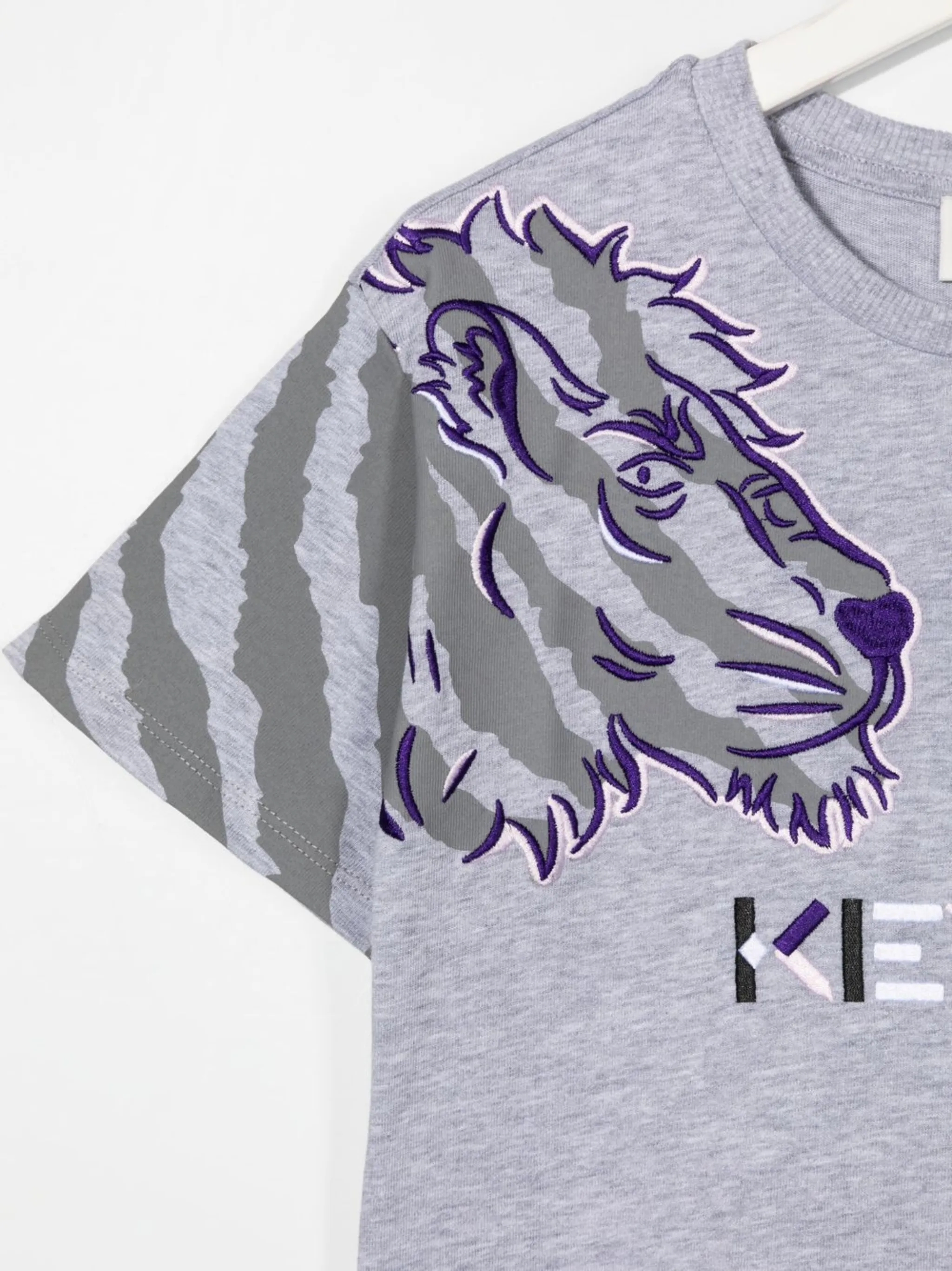 Платье-футболка с вышитым логотипом Kenzo Kids, серый — фото 3