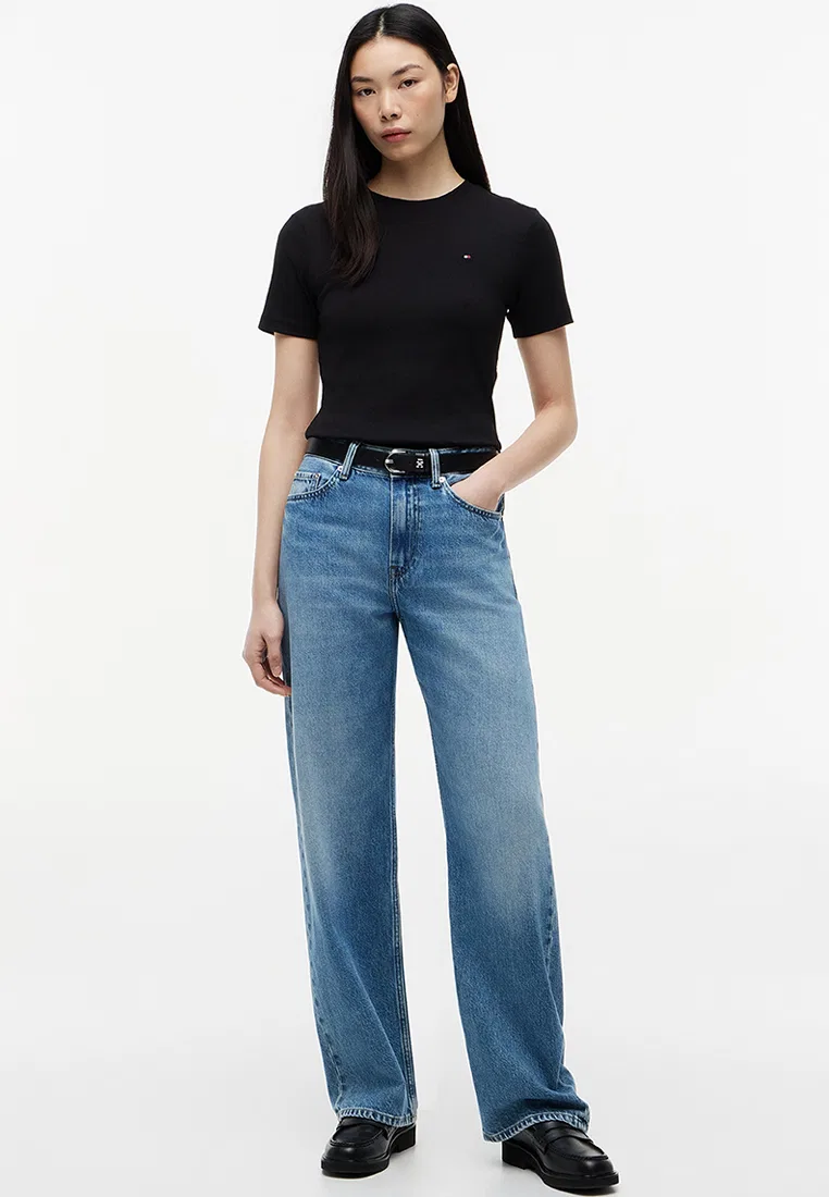 Футболка с вышивкой флага, круглый вырез, TH Mainline Tommy Hilfiger, черный — фото 4