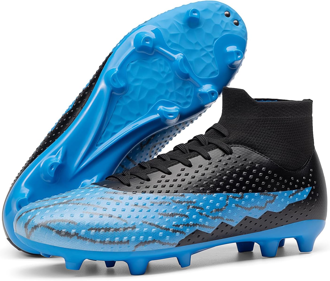 

Мужские футбольные бутсы DREAM PAIRS для твердого покрытия с высоким берцем FG/AG, профессиональные тренировочные легкие футбольные кроссовки, черный/синий