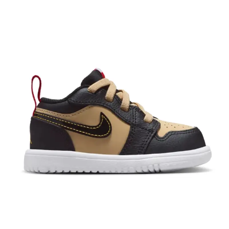 Jordan Air 1 устойчивые к истиранию низкие детские ботинки Tan/Black для малышей — фото 3