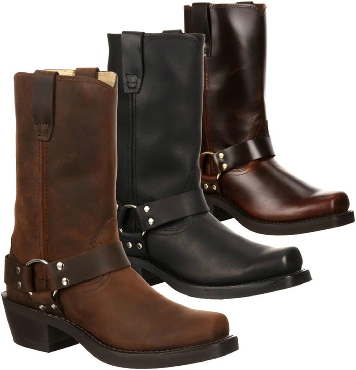 Мужские сапоги в стиле кантри и вестерн, традиционные, с противоскользящей подошвой, унисекс, средние по голенищу, с массивным каблуком, винтажные, удобные для верховой езды (Цвет: темно-коричневый, Размер: 8 женский / 6,5 мужской) Dhaey — фото 2