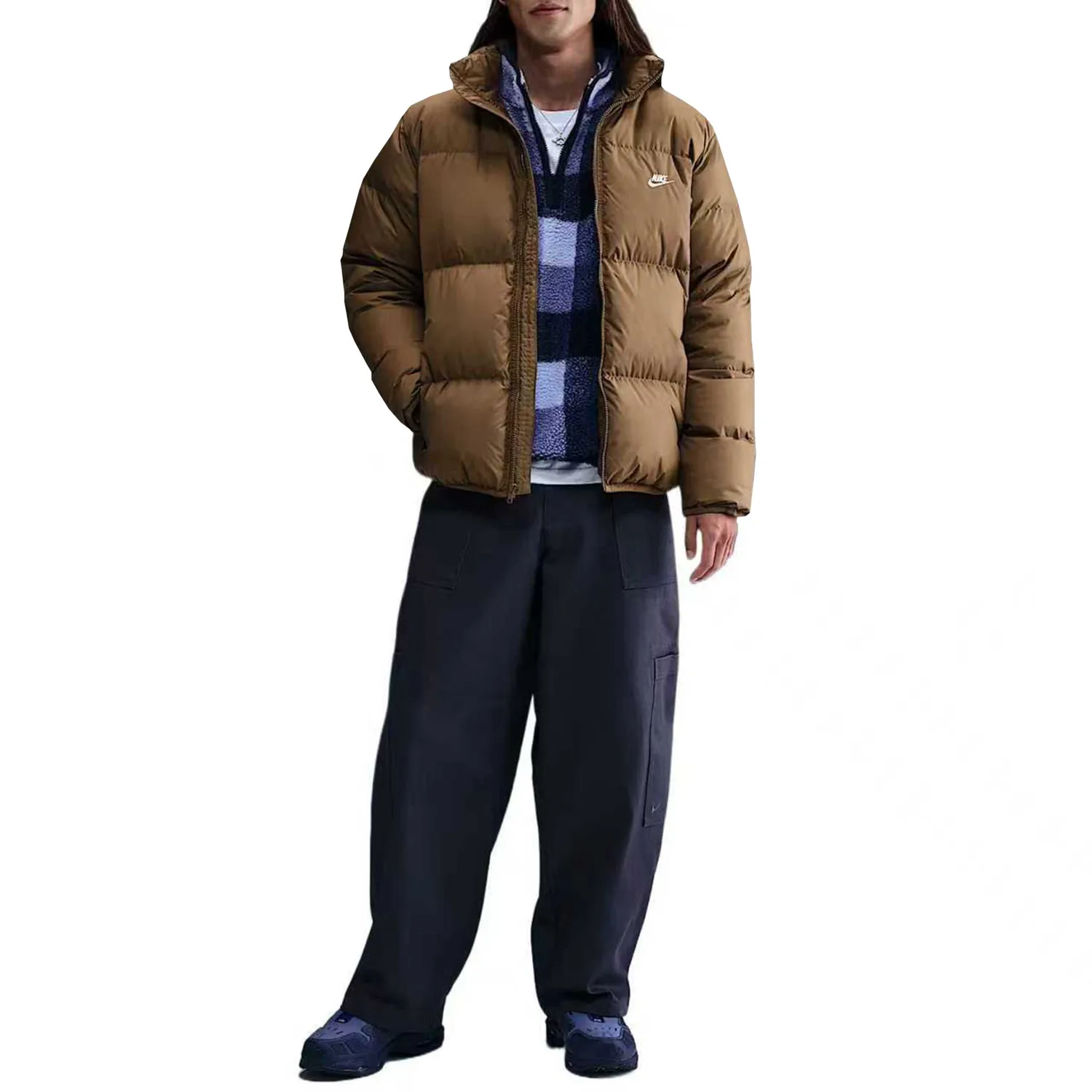Куртка пуховая мужская Sportswear Club FW/AW25 Nike, Moss Wood Brown/White