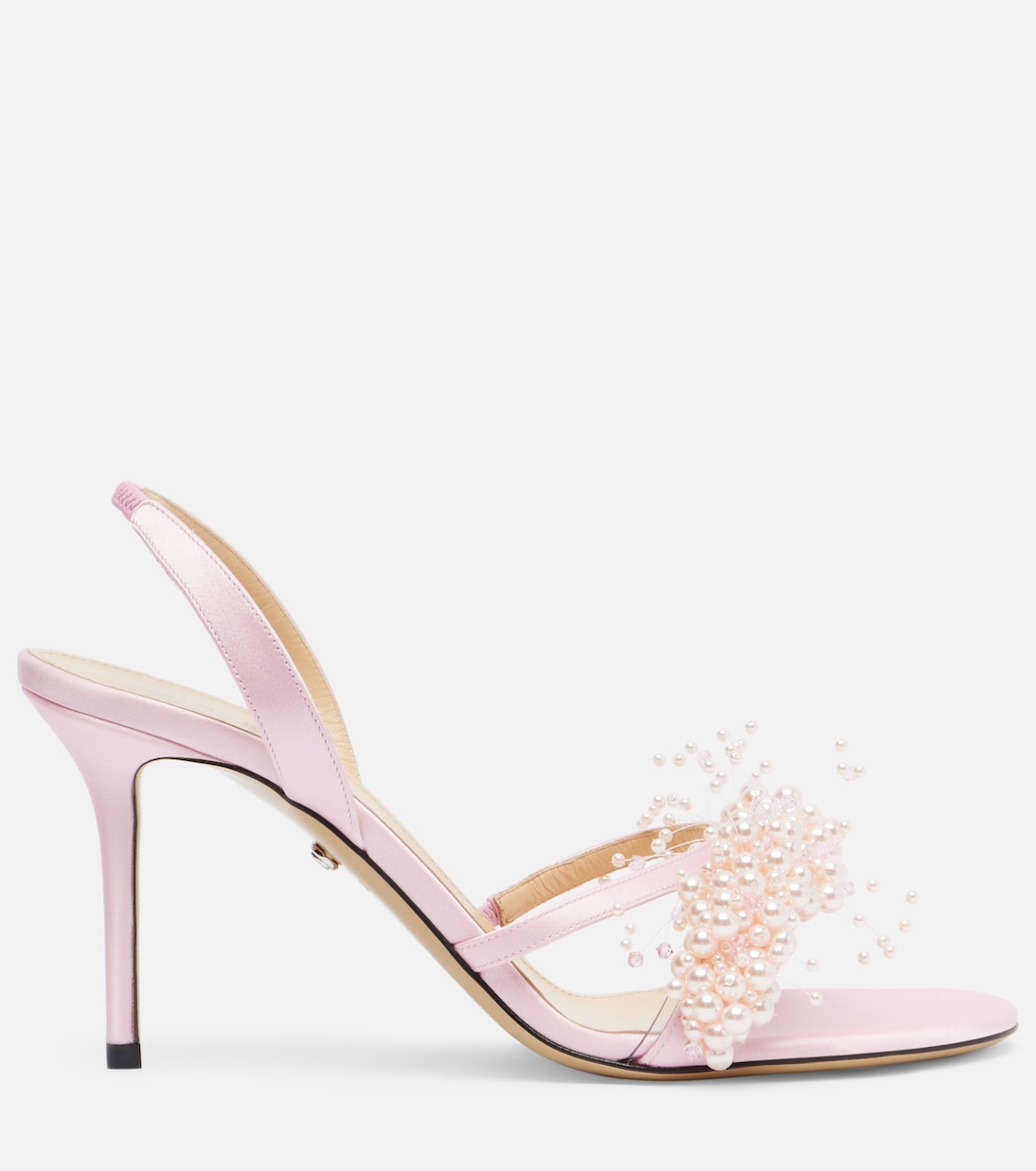 Босоножки Floating Pearl 85 с атласными ремешками Mach & Mach, розовый — фото 4