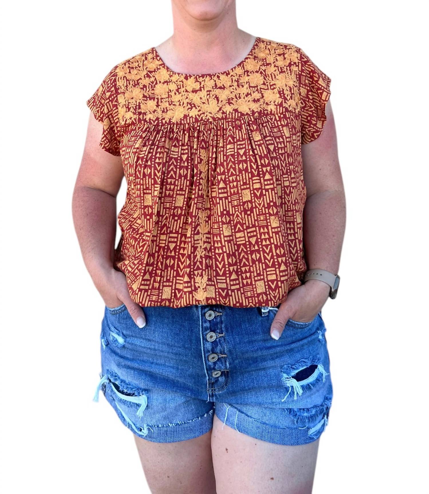 

Топ Flutter Woven в цвете Rust ANDREE BY UNIT
