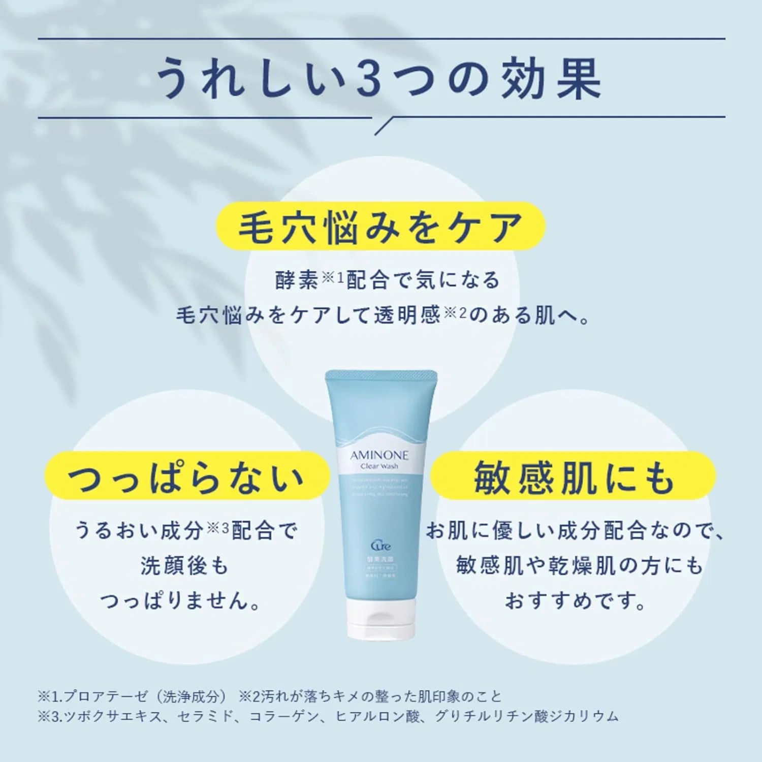 Крем для лица Cure — Очищающая пенка для лица Aminone Clear Wash, энзимная, с витамином C и CICA, 130 мл — фото 3
