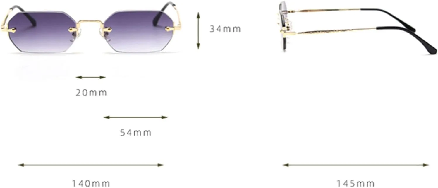 

Мужские прямоугольные солнцезащитные очки без оправы, восьмиугольные, маленькие, женские металлические, золотистые, многоугольные, UV400, без оправы VFDHN, 4