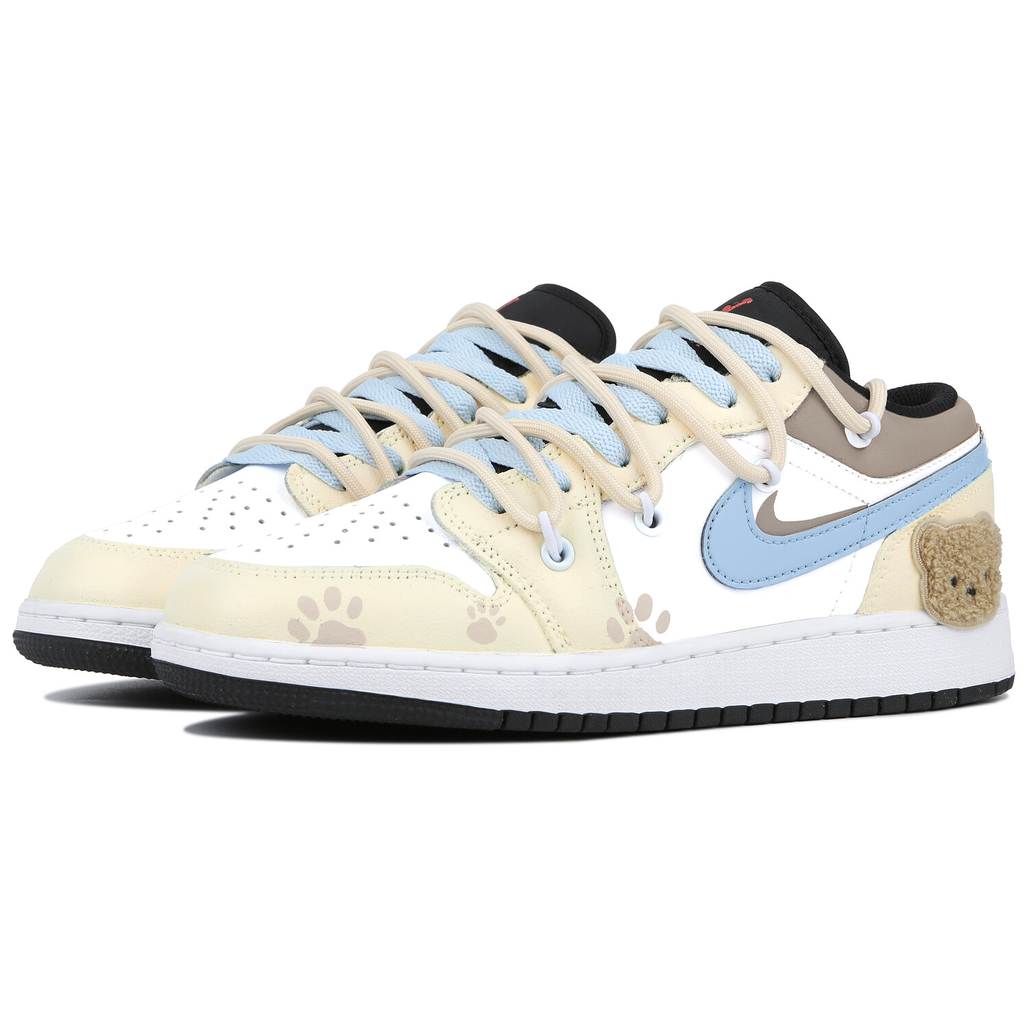 Кроссовки Air Jordan 1 Vintage Basketball Shoes Women's Low-top White/Blue/Yellow/Brown, белый — фото 3