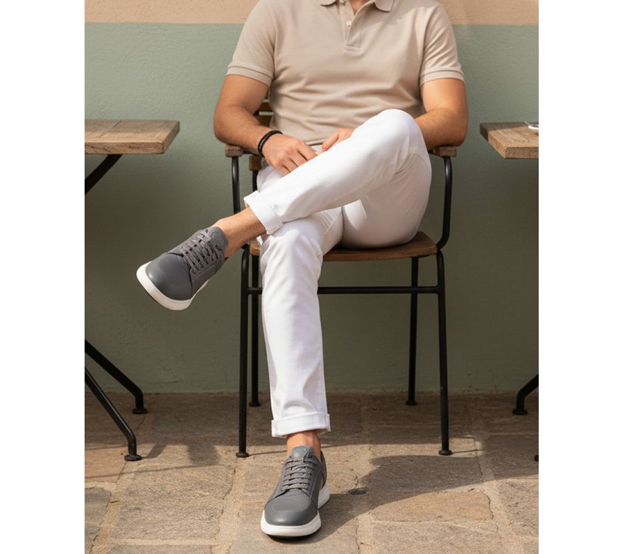 Мужские легкие кроссовки Newbury St Hands-Free Slip On Technology Marc Joseph New York, Grey napa leather — фото 3