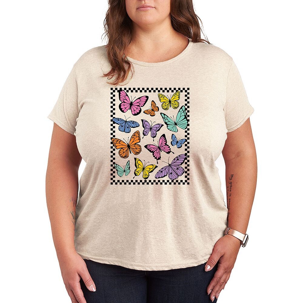 

Футболка Plus с рисунком Butterfly Group в клетку, бежевый