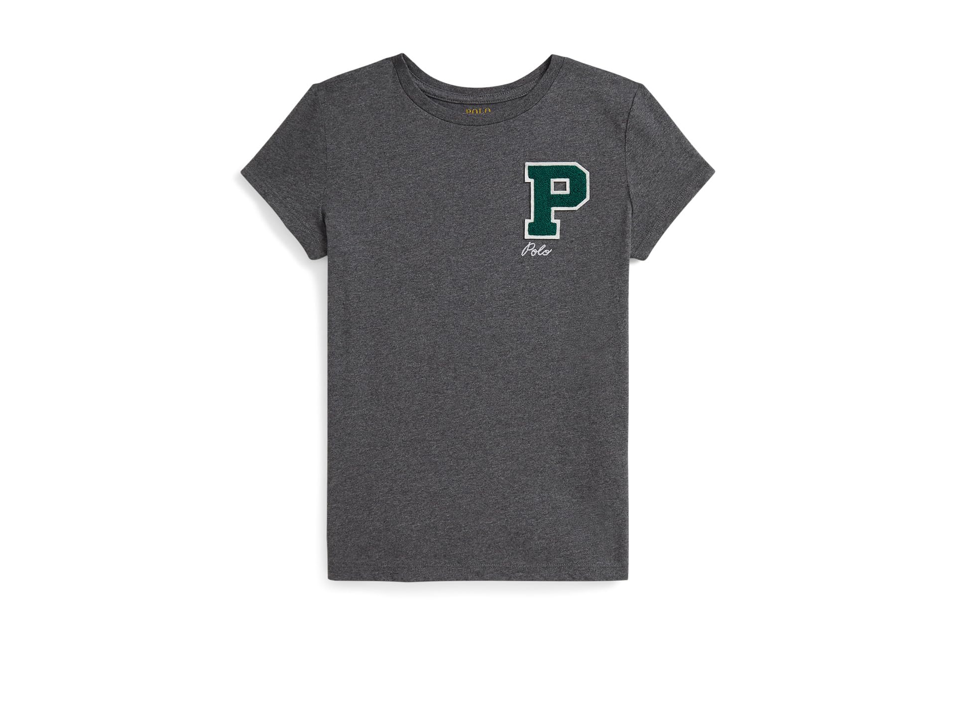 

Футболка Polo Ralph Lauren Kids Cotton Jersey Letterman Tee, цвет Medium Flannel Heather