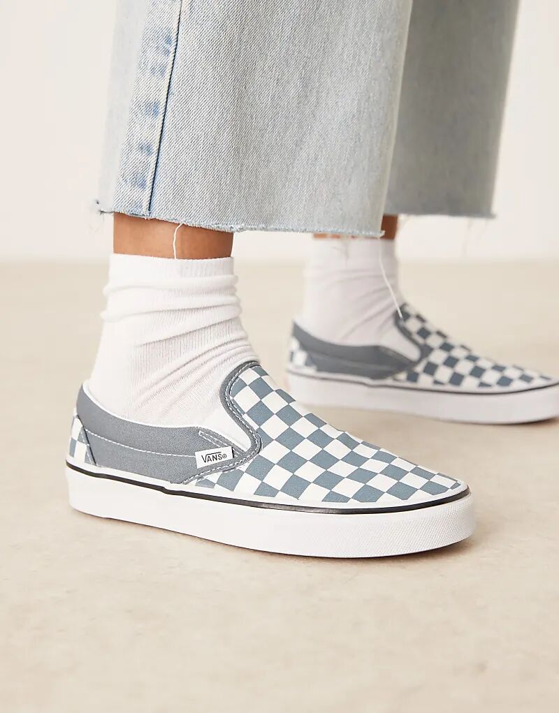 Кроссовки Vans Classic Slip-On в сине-белой шахматной клетку