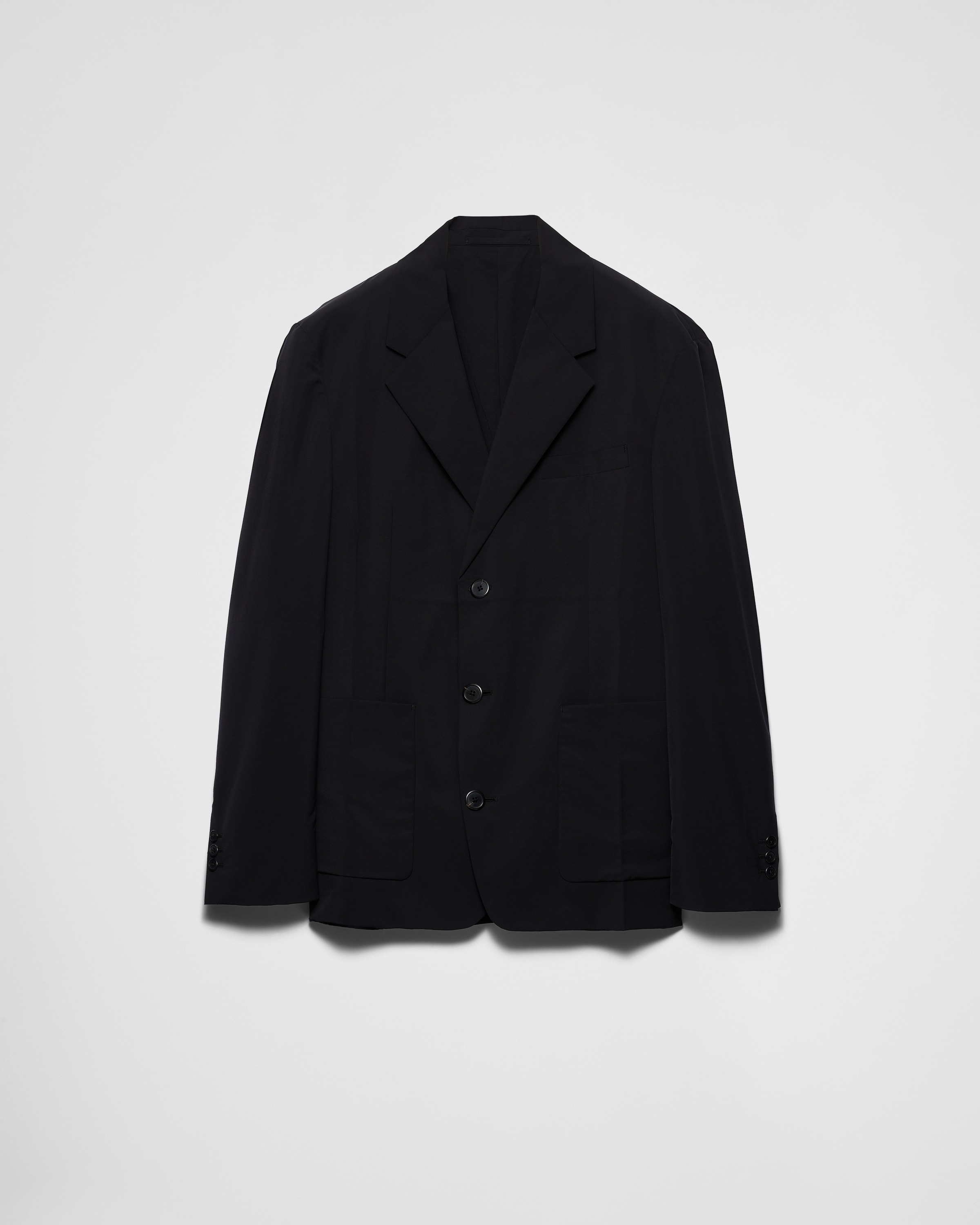 

Однобортный пиджак из шерстяной смеси Prada, черный