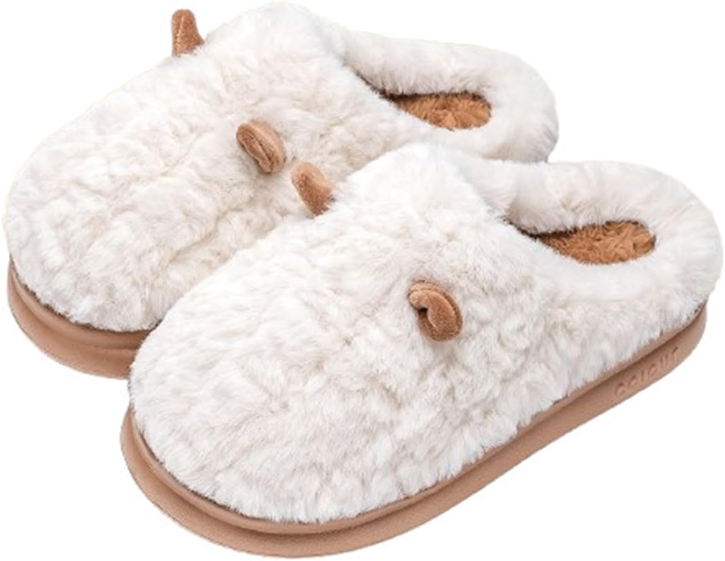 

Женские и мужские плюшевые тапочки с эффектом памяти и рогами оленя, удобные зимние тапочки с мягкой подкладкой, толстой подошвой для дома и улицы (размер 40/41 EU, белые) Znel
