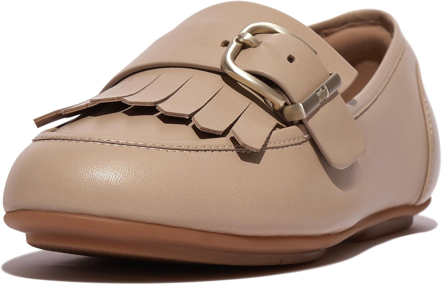 

Лоферы FitFlop Allegro Fringe Buckled Leather Loafers, цвет Latte Beige