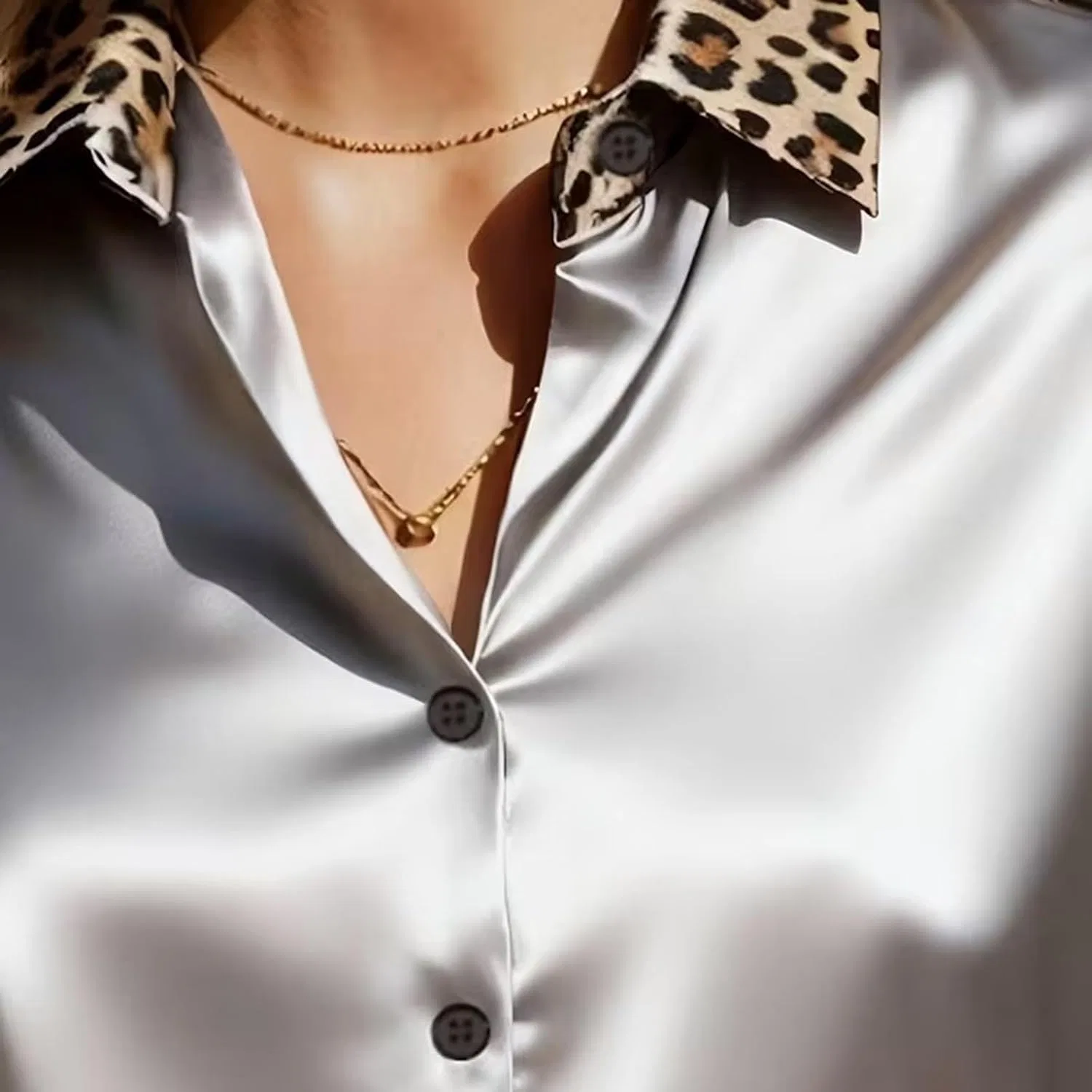 Блуза с воротником, женская, Button-Down Shirt, серый — фото 3