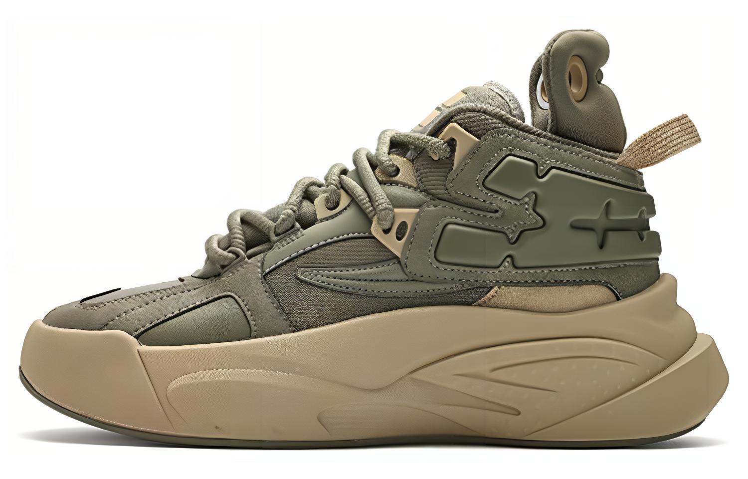 

FILA FUSION Баскетбольные кроссовки MASH Cushioning, износостойкие, среднего размера, винтажные, мужские, зелено-желтые