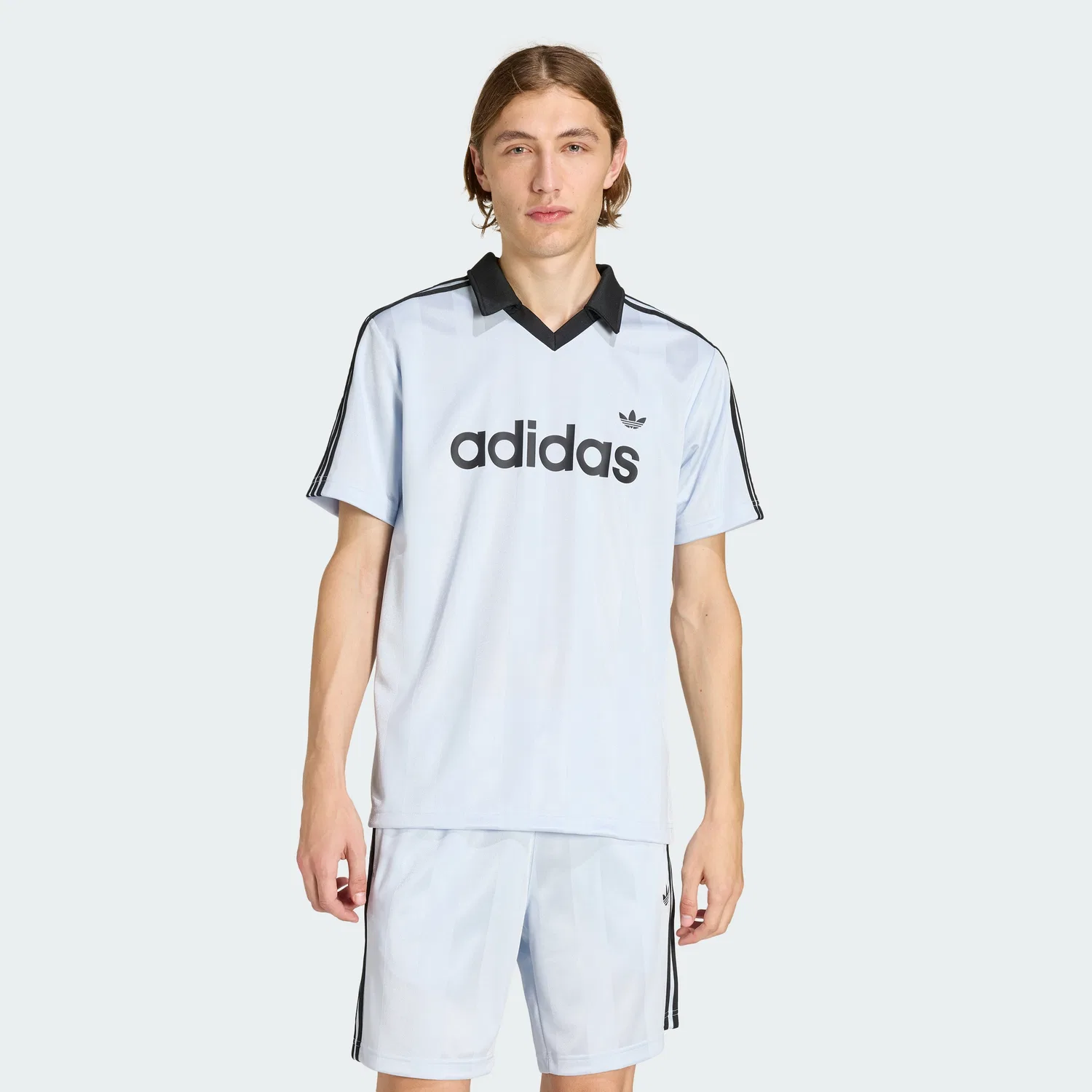 Мужская футболка поло Archive Collar Engineered Jersey, цвета Crystal Sky, от Adidas