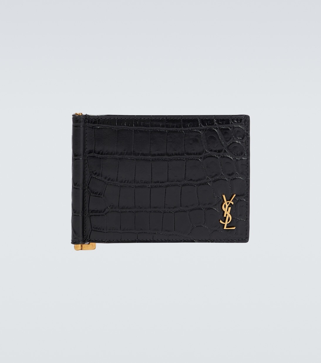 

Кошелек из кожи под крокодила с зажимом для денег Saint Laurent, черный